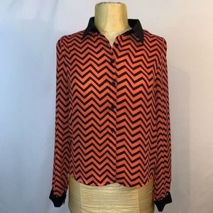 Stitch Fix Papermoon Shiffon Top Chevron Print Career Wear Popover Top Women Med